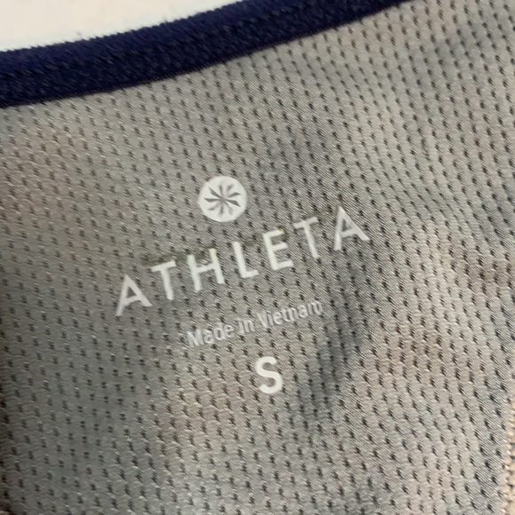 Athleta Triple Dare Racerback Navy Gray White Sports Bra W-120 Size Small - Picture 4 of 8